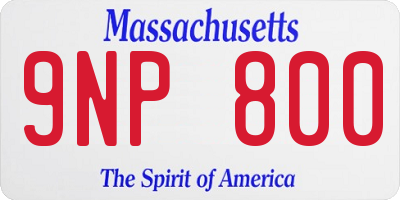 MA license plate 9NP800