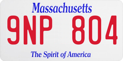 MA license plate 9NP804