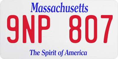 MA license plate 9NP807