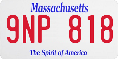 MA license plate 9NP818