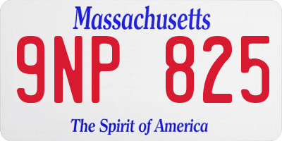 MA license plate 9NP825
