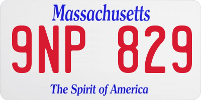 MA license plate 9NP829