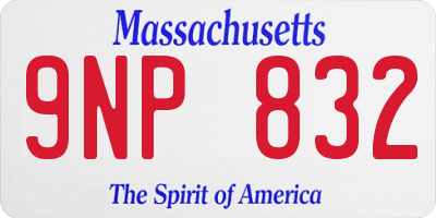 MA license plate 9NP832