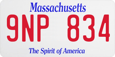 MA license plate 9NP834
