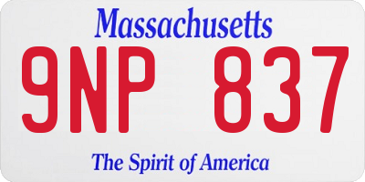 MA license plate 9NP837