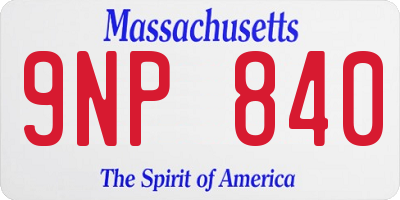 MA license plate 9NP840