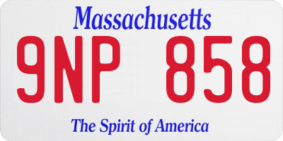 MA license plate 9NP858