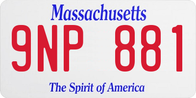 MA license plate 9NP881