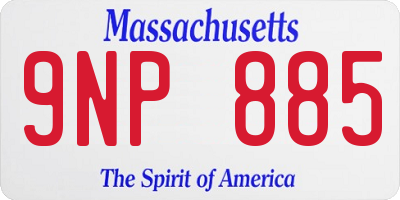 MA license plate 9NP885