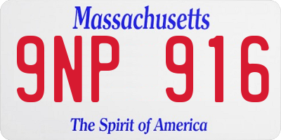MA license plate 9NP916