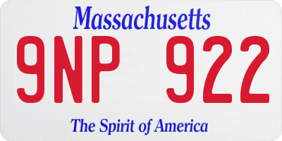 MA license plate 9NP922