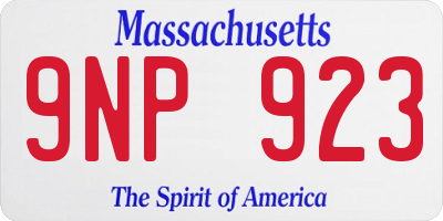 MA license plate 9NP923