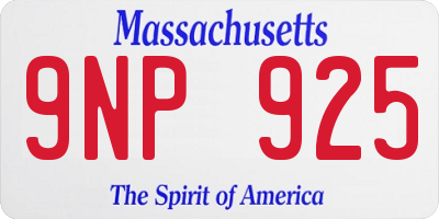 MA license plate 9NP925