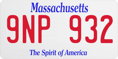 MA license plate 9NP932