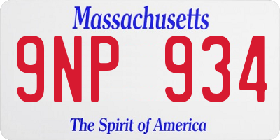 MA license plate 9NP934