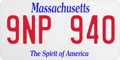 MA license plate 9NP940