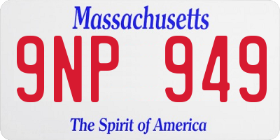 MA license plate 9NP949