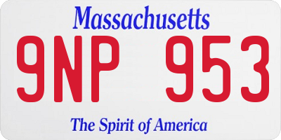 MA license plate 9NP953
