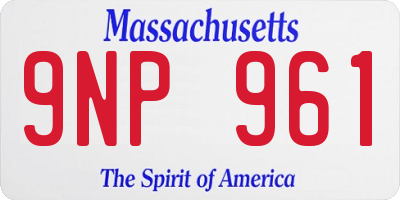 MA license plate 9NP961