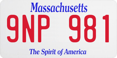 MA license plate 9NP981
