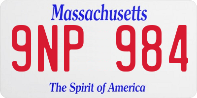 MA license plate 9NP984