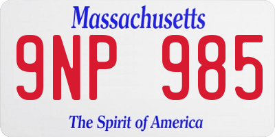 MA license plate 9NP985