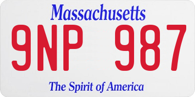 MA license plate 9NP987
