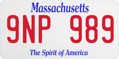 MA license plate 9NP989
