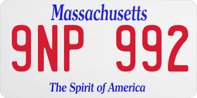 MA license plate 9NP992