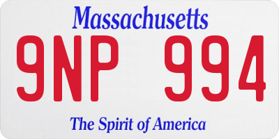 MA license plate 9NP994