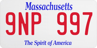 MA license plate 9NP997