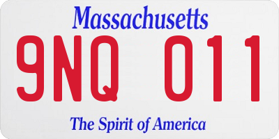 MA license plate 9NQ011