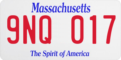 MA license plate 9NQ017