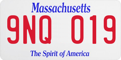 MA license plate 9NQ019