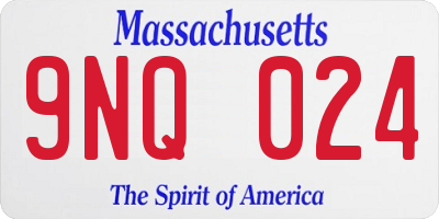 MA license plate 9NQ024