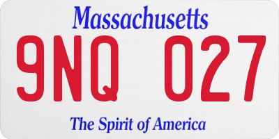 MA license plate 9NQ027