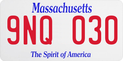 MA license plate 9NQ030