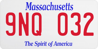 MA license plate 9NQ032