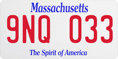 MA license plate 9NQ033