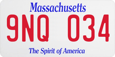 MA license plate 9NQ034