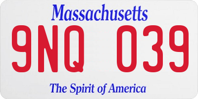 MA license plate 9NQ039