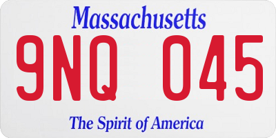 MA license plate 9NQ045