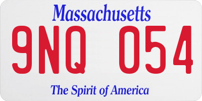 MA license plate 9NQ054