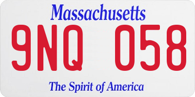 MA license plate 9NQ058