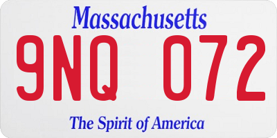 MA license plate 9NQ072