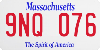 MA license plate 9NQ076