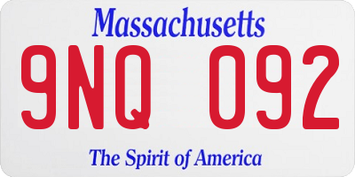 MA license plate 9NQ092