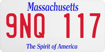 MA license plate 9NQ117