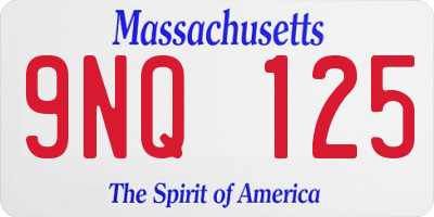 MA license plate 9NQ125