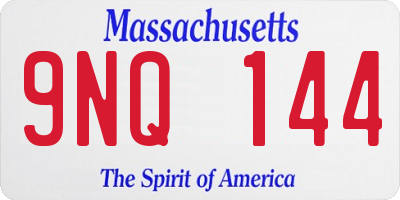 MA license plate 9NQ144